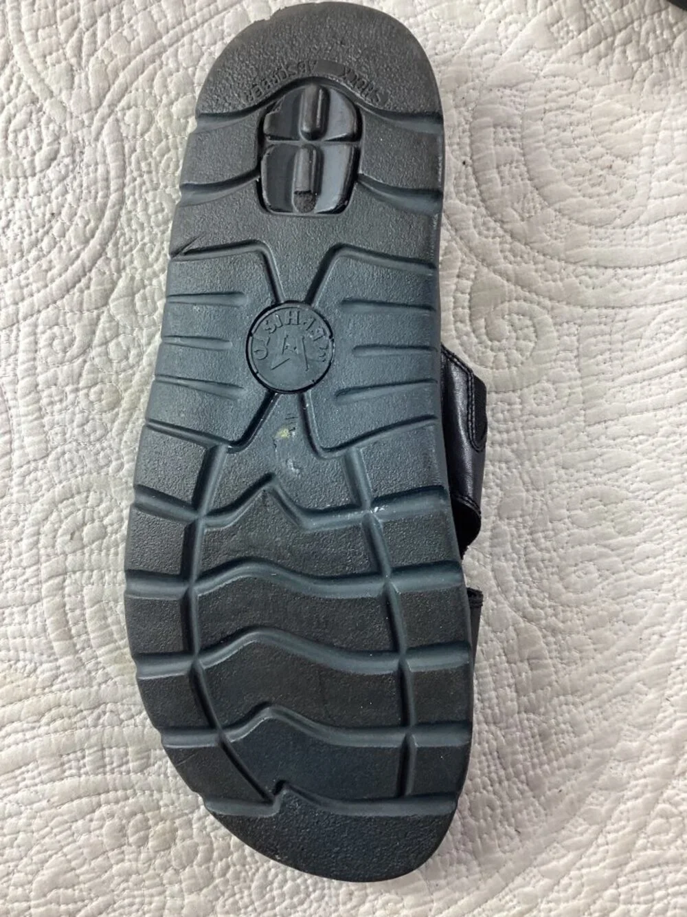 Mephisto Mens Air-Relax Black Leather Slide Sandals Size 46 EU, US 12*EUC